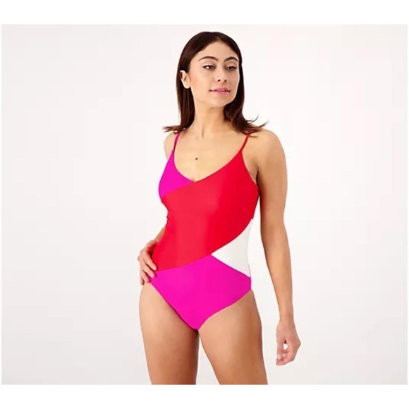 Summersalt Women's One Piece Swimsuit - Red, Pink, and White - Picture 2 of 10